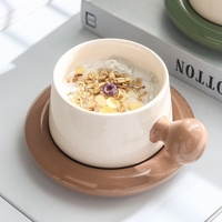 Ensemble tasse et soucoupe à café de style européen, fait main, couleur macaron contrastée, mignon, pour la maison et le bureau