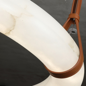 High‑Grade Natural Alabaster Stone Chandelier Brass Hardware Leather Strap For Hotel Suite Villa Living Room Ceiling Lamp - Product Image 3