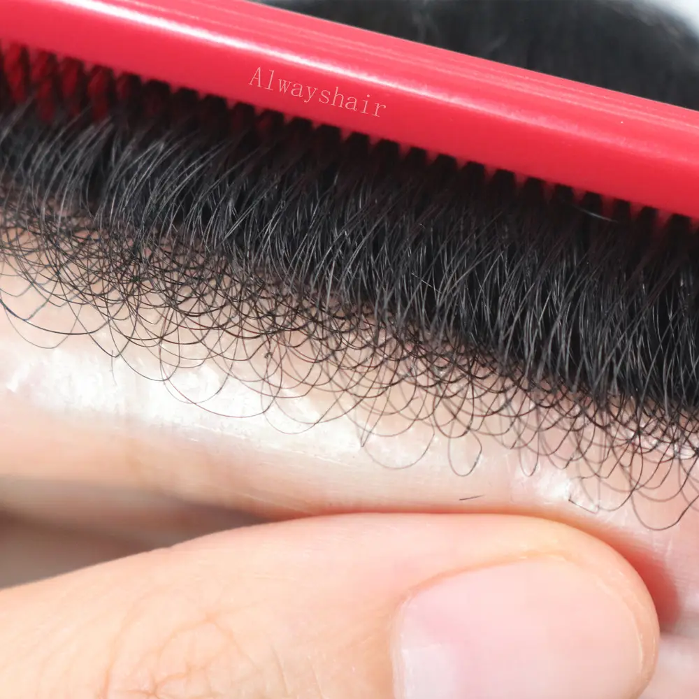 NG - Upscale Wig Rambut Palsu Pria, 0.02-0.03Mm Kulit Super Tipis Semua Bentuk V Wig Rambut Manusia India untuk Pria; Penjual TOP-4