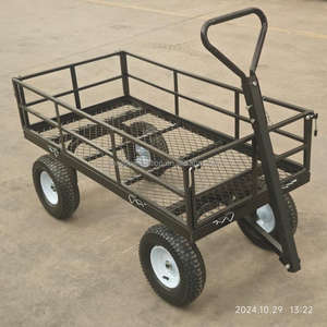 Chariot en métal robuste de 1200 livres chariot de cour à lit plat côtés en maille amovibles rouleau conteneur jardin ferme cour chariot à benne basculante OEM - Product Image 2