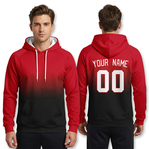 OEM Custom Logo Digital Printing Autumn Fleece Hoodies Wholesale Red <b>Black</b> Teamwear Professional Sports Apparel Manufacturer - Product Image 1
