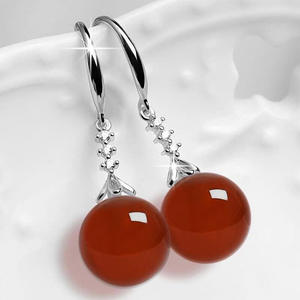 Pendientes colgantes clásicos de plata con piedra verde para mujer, joyería de fiesta, pendientes colgantes de moda con corte redondo brillante - Product Image 3