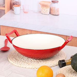 Cookercool Wok <span class=keywords><strong>en</strong></span> <span class=keywords><strong>fonte</strong></span> antiadhésive à double poignée Wok à induction compatible avec l'émail pour la <span class=keywords><strong>cuisson</strong></span> - Product Image 3