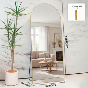 GKMZCGT Full Length <b>Mirror</b> 71x30 Arched Aluminum Alloy Frame <b>Wall</b> Mountable Tempered Glass Minimalist Design - Product Image 2