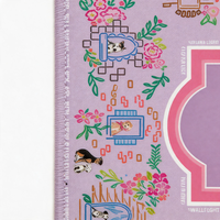 Tapis de Mahjong Américain de Luxe Personnalisé en Gros, 80 cm Carré, en Caoutchouc Naturel Écologique, Imperméable, Rose, Motif Chien Dessiné à la Main