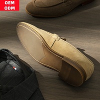 Mocassins en daim personnalisés avec logo, chaussures de conduite pour hommes, en cuir véritable, chaussures habillées décontractées pour hommes