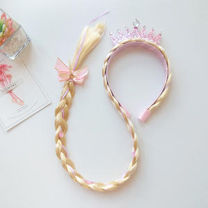 <span class=keywords><strong>Perruque</strong></span> <span class=keywords><strong>Raiponce</strong></span> Tresses Couronne Enfant Barrettes Princesse Serre-tête Perruques Aisha pour Cosplay - Product Image 3