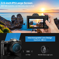 Appareil photo reflex numérique 12MP avec zoom numérique 16X, 5K UHD, compatibilité carte SD, stabilisation électronique de l'image