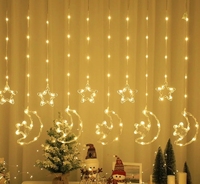 Guirlandes lumineuses en forme de lune et d'étoile, guirlandes lumineuses en forme de flocon de neige, lumières LED blanches chaudes, lumières décoratives d'ambiance pour Noël