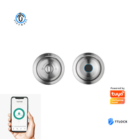 Serrure de porte cylindrique tubulaire intelligente double face avec bouton de réglage du prix pour bois, contrôle par empreinte digitale / application Wi-Fi