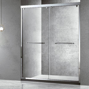 <span class=keywords><strong>Porte</strong></span> coulissante de salle de bain rectangulaire en verre avec cadre en aluminium de luxe, étanche, avec poulie, pour villas - Product Image 2