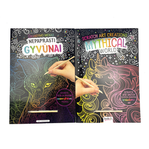 Livre de dessin et de coloriage <span class=keywords><strong>manga</strong></span>, papier à gratter magique arc-en-ciel, livre à gratter fait main pour enfants avec pochoir et autocollant - Product Image 4
