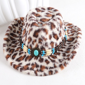 Sombrero Vaquero con Estampado de Leopardo ZhenXi, Talla M56-58cm, Estilo Bohemio, Fedora para Mujeres y Hombres, Accesorio de Moda Occidental - Product Image 2