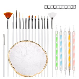 Juego de 22 piezas de pinceles y bolígrafos para decoración de uñas, kit profesional de herramientas para decoración de uñas con paleta de mezcla de resina y soporte para pinceles para salón o uso personal. - Product Image 3