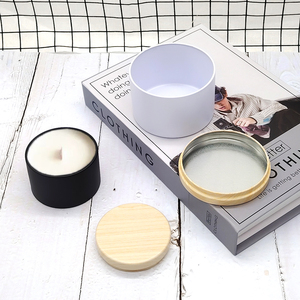 مبيع بالجملة من المصنع علب معدنية خشبية بغطاء ملون 2 أونصة 4 أونصة 8 أونصة شموع مستديرة - Product Image 4