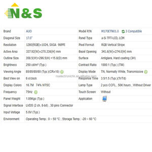 M170ETN01.0 จอแสดงผล LCD อุตสาหกรรมขนาด 17.0 นิ้วสำหรับระบบอัตโนมัติ HMI ต้นฉบับใหม่ในสต็อก - Product Image 2