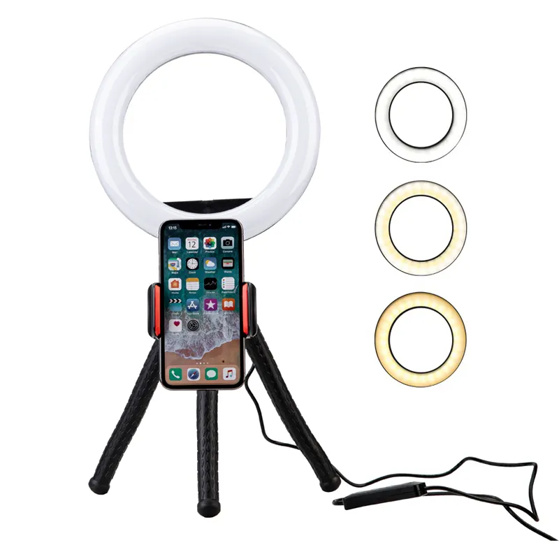 Fotopro 8 Inch Tiktok Mini Desk Color Phone Ring Light with Octopus Tripod