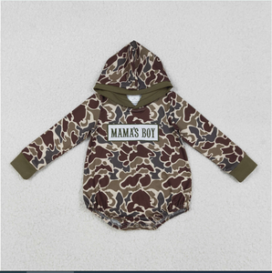 Conjuntos de Ropa para Niños a Juego para Otoño, Color Marrón Oscuro con Bordado de MAMA'S BOY - Product Image 3