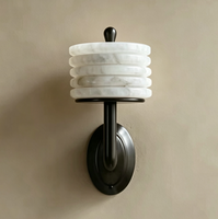 Lámpara de Pared LED Ovalada de Mármol Natural Estilo Italiano de Lujo Ligero para Decoración de Fondo de Habitaciones de Hotel y Alojamientos, Lámpara de Ambiente