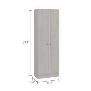 DB Modern Design Double Door Wood <b>Kitchen</b> Organizer Multistorage <b>Pantry</b> Cabinet with Five Shelves Pearl Color - Product Image 4