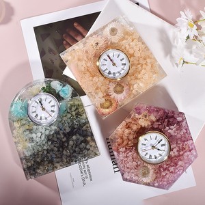 ISSILI Geometric Euclidean upright clock table clock silicone <b>mold</b> crystal drip gel DIY square heart book stand display - Product Image 3