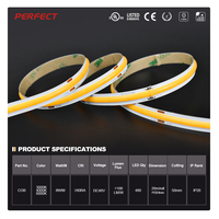 Bande LED COB ultra-dense sans reflets PARFAITE - 480LED/M Multi-CCT (3000K/4000K/6500K) CRI élevé ≥90 DC24V 15W/M