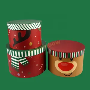 圣诞嵌套盒圆形圣诞老人饼干盒礼品盒空圣诞麋鹿装饰堆叠盒
