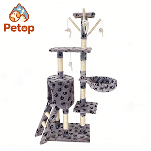 Arbre à <span class=keywords><strong>chat</strong></span> Petop à 5 niveaux avec poteaux à gratter en sisal naturel et maison de jeu intérieure multi-niveaux pour les gros chats - Product Image 1