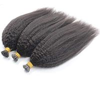 Extensiones de Cabello Humano Remy Indio Liso Rizado Amygirl, Doble Trama, Nano Micro Link, Punta I, Sin Químicos, 9A-12A, Doble Trama a Máquina