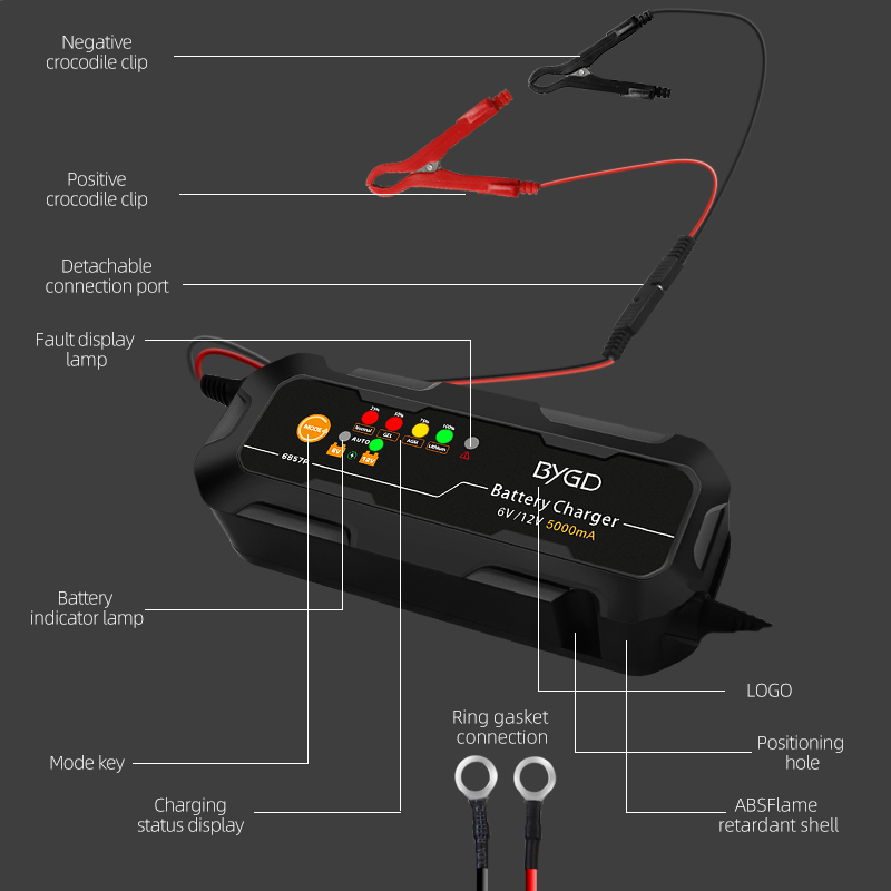 6V battery charger 12v 5A car battery charger high power automatic intelligent lithium battery charger customization