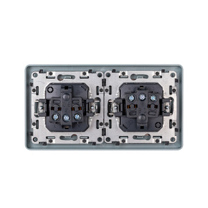 Abuk Interrupteur <span class=keywords><strong>d</strong></span>'<span class=keywords><strong>alimentation</strong></span> électrique standard européen noir or gris panneau Pc royaume-uni double prise murale - Product Image 4