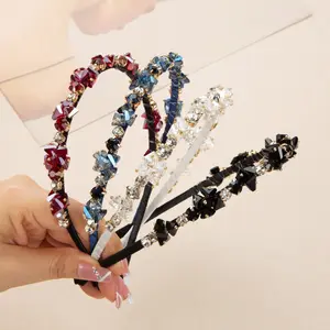 Kore lüks kristal rhinestone headbands saç bantları moda takı kadın elmas kafa bandı toptan saç aksesuarları