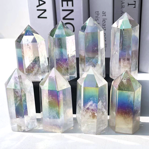 Venta al por Mayor de Torres de Cuarzo Cristalino Natural de 6-9 cm, Varitas de Cuarzo <span class=keywords><strong>Aura</strong></span> Angle Pulidas para Decoración del Hogar - Product Image 1