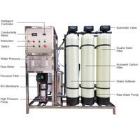 Usine de traitement d'eau saumâtre à haute efficacité par osmose inverse (RO) de 500 L/h pour hôtels, avec pompe PLC