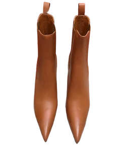 Botas de Cuero para Mujer con Punta en Pico y Cierre de Cremallera, Botas de Tacón Bajo de Diseño, Botas de Cuero Genuino de Lujo, Botines para Mujer - Product Image 6