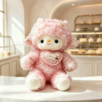 Jouets en peluche agneau bouclé OEM ODM avec cœur, décoration de chambre de fille, poupée anti-stress à câliner pour cadeau d'anniversaire