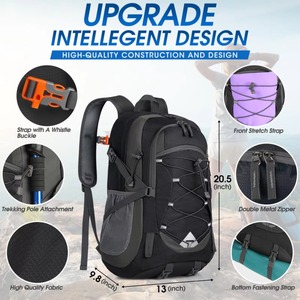Mochila <span class=keywords><strong>de</strong></span> Trekking Plegable con Logotipo Personalizado, <span class=keywords><strong>40</strong></span> <span class=keywords><strong>Litros</strong></span>, Ligera, Portátil, Impermeable, con Cierre <span class=keywords><strong>de</strong></span> Cremallera <span class=keywords><strong>de</strong></span> Poliéster, para Senderismo, Camping y Actividades al Aire Libre - Product Image 2