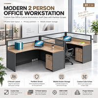 Poste de travail de bureau moderne pour 2 personnes, taille personnalisée, avec cloison de séparation