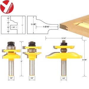 Bộ 3 mũi phay gỗ bằng thép vonfram cacbua, đầu tròn 1/2 inch, dùng cho cửa và tấm panel - Product Image 2
