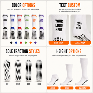 Chaussettes de football antidérapantes personnalisées en gros pour hommes, respirantes, athlétiques, avec logo, haute qualité, antidérapantes - Product Image 4