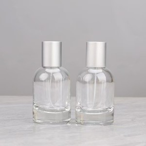 Minimalist Round Clear Glass <b>Perfume</b> <b>Bottle</b> <b>30ml</b> 50ml 100ml Smooth Matte Silver Cap Refillable Leak Proof Portable - Product Image 3