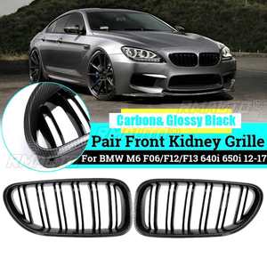 Paire de grilles de calandre avant double ligne en carbone noir pour BMW M6 F06 F12 F13 640i 650i 2012 2013 2014 2015 2016 2017 Grille de course - Product Image 1