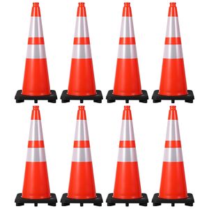 Cônes de signalisation CITICITY de 28 pouces avec base lestée - Cônes de sécurité en PVC orange pour la construction, les parkings, les allées - Product Image 1