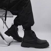 Dropshipping Chaussures d'ascenseur invisibles pour hommes-Bottes de travail à lacets en cuir noir à bout rond-4 pouces de plus