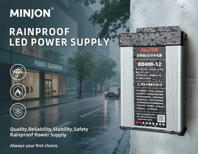 MINJON Rainproof 800W BD Series Single Power Supply Input Voltage 176-264VAC LED Driver IP45 2 Year Warranty 12V Industrial Use