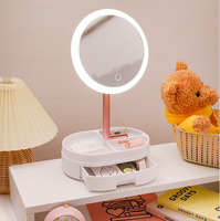 Nouveau design, miroir de maquillage LED à commande tactile intelligente, boîte de rangement cosmétique, éclairage double personnalisé, rechargeable par USB