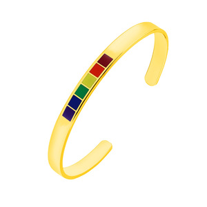 Stainless steel C-shaped open <b>plain</b> <b>ring</b> bracelet, rainbow jewelry ins simple women's 6MM titanium steel C-shaped adjustable - Product Image 6