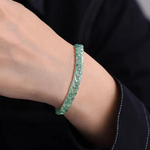 Pulsera <span class=keywords><strong>de</strong></span> Cadena Cubana <span class=keywords><strong>de</strong></span> Jade Natural Azul Hielo, Estilo Hip Hop, <span class=keywords><strong>de</strong></span> Acero <span class=keywords><strong>de</strong></span> Titanio, Personalizada, Unisex, <span class=keywords><strong>de</strong></span> Moda, Icing Seed Party - Product Image 4