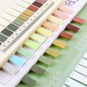 6pcs 1200sheets Multi-color Half-color Self-adhesive Label Sticker <b>Memo</b> <b>Pad</b> Set Writable Page Number Marking Sticky Notes - Product Image 6