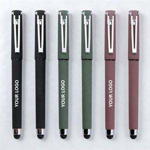 Bolígrafo de Regalo Publicitario de Alta Gama con Logotipo Personalizado en Gel, Acabado Mate, Tacto Pesado, Multifuncional, con Punta Táctil, Plástico Negro, 0.5 mm - Product Image 1